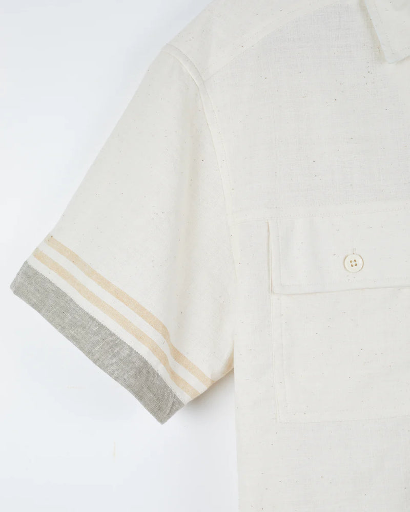 Harshil Two-Pocket Shirt in Tipping Stripe Border Natural