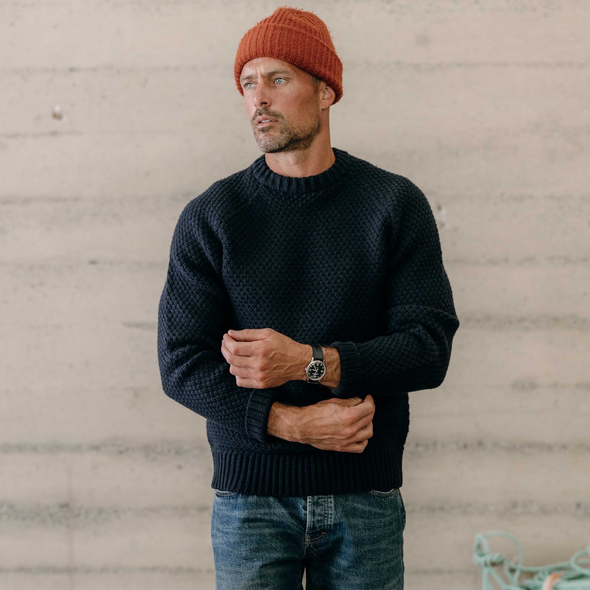 Navy fisherman sweater best sale