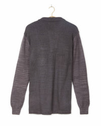 Madhur Johnny Collar Flat Knit Sweater - Charcoal