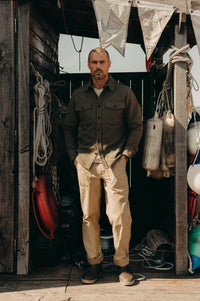 The Maritime Shirt Jacket in Fatigue Olive Moleskin Twill