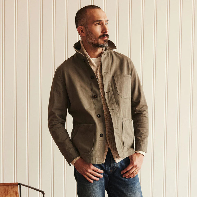 The Ojai Jacket in Organic Smoked Olive Foundation Twill