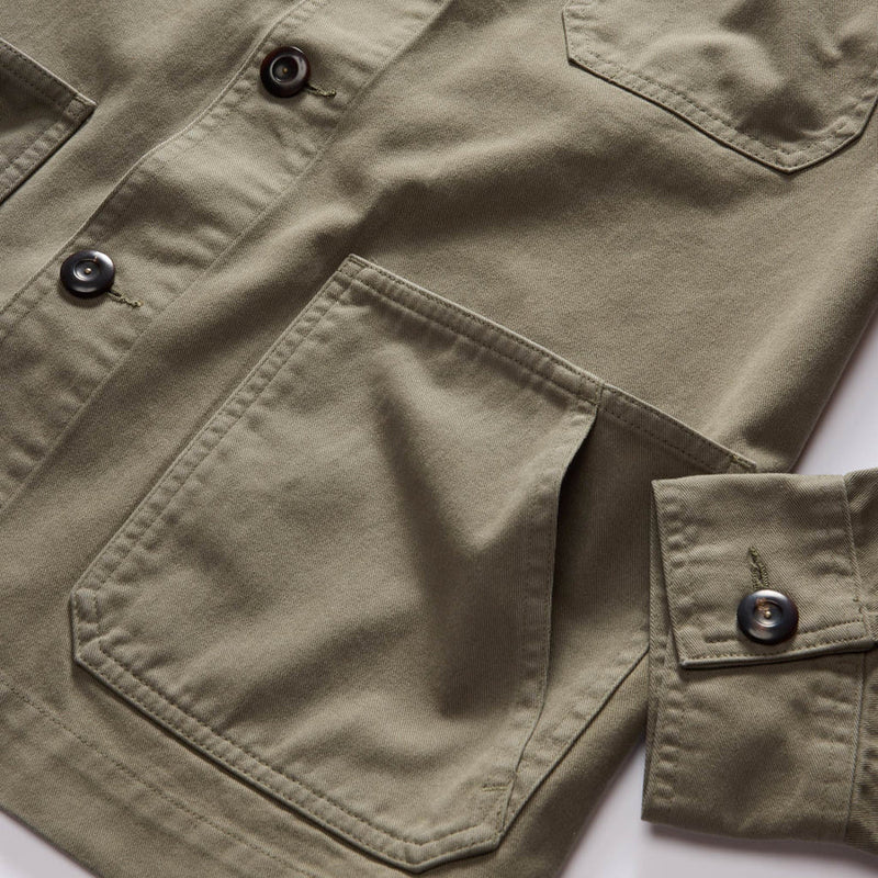 The Ojai Jacket in Organic Smoked Olive Foundation Twill