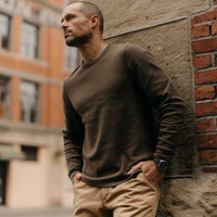 The Organic Cotton Waffle Crew in Fatigue Olive