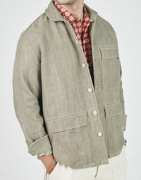 Yaatree Shawl Collar Overshirt in Honeycomb Sage